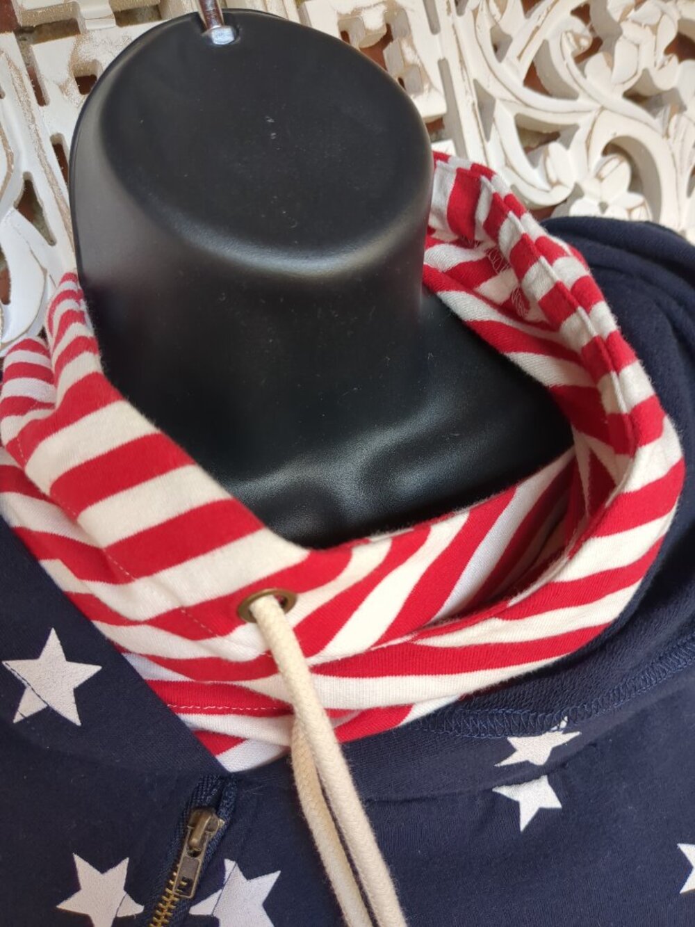 Stars and Stripes Double Hooded Long Sleeve Sweat Shirt - Picture 11 of 16